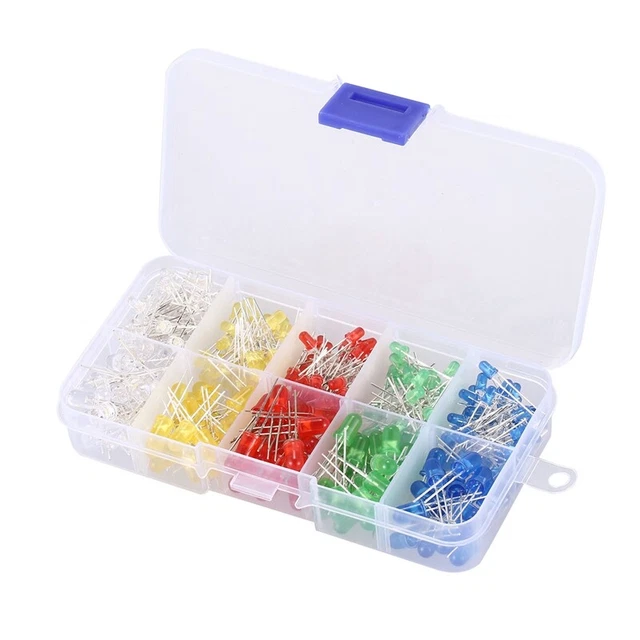 4X(200 StüCk 3Mm 5Mm LED Leuchtdiode Weiß Gelb Rot Blau GrüN Assortment Kit fü9)