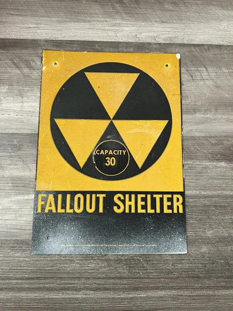 Vintage Metal Fallout Shelter Sign 10 x 14