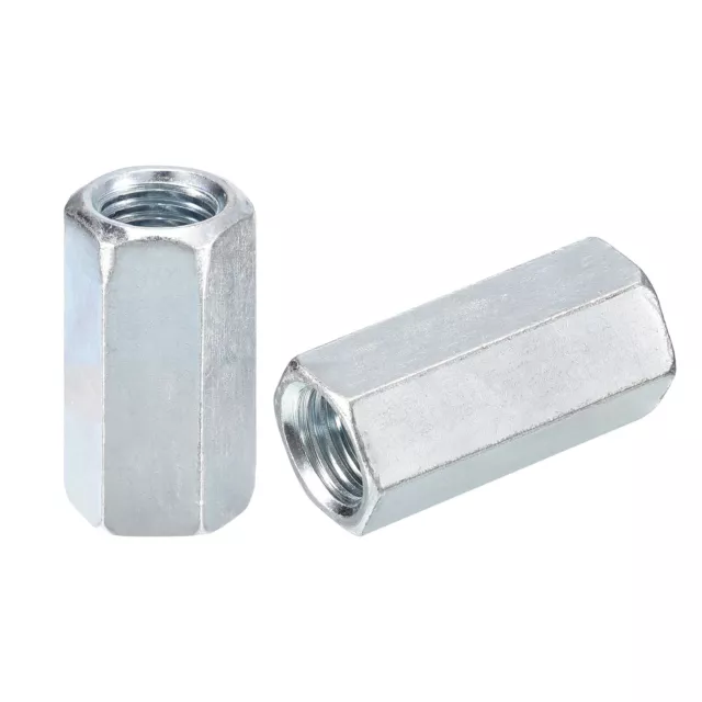 5pcs M14x19x40mm Coupling Nuts, Galvanized Carbon Steel Hex Threaded Rod Coupler