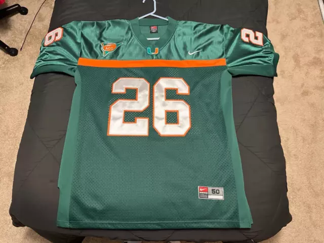 VTG Mens Size 50 Nike Sean Taylor Miami Hurricanes Green Jersey ACC