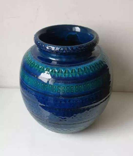 vase boule 21 cm rimini bleu ceramique aldo londi bitossi Italie vintage faience