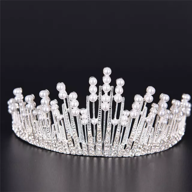 Pearl Crystal Tiara Rhinestone Hair Accessories Crown Wedding Bridal Headband~m'