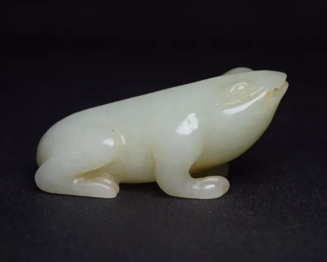 Collections Chinese Natural Hetian Jade Carved Exquisite Frog Statue Figurines