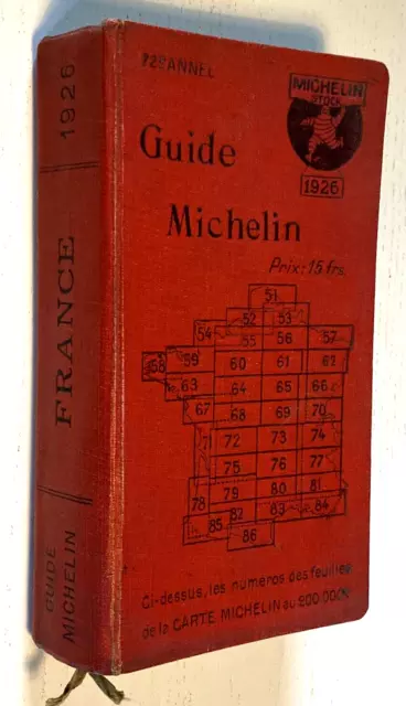 Guide Michelin Rouge 1926 - 22 ème Année - Bel Etat