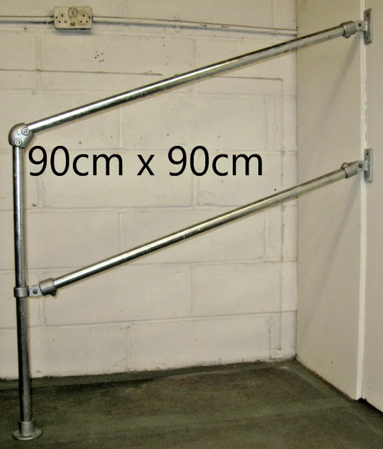 Doppelschiene variabler Winkel Handlauf Outdoor Garten Stufen 900 x 900 mm 34 mm Rohr