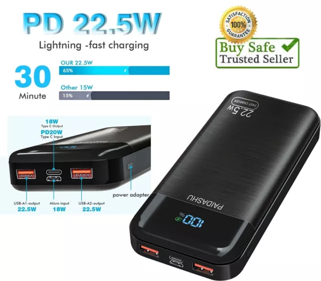 Power Bank for Electric Heated Vest Jacket Body Warmer USB Battery Pack 27,000mA
