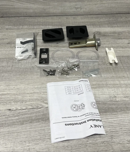 Delaney Hardware 370104 Black Contemporary Privacy Square Pocket Door Lock