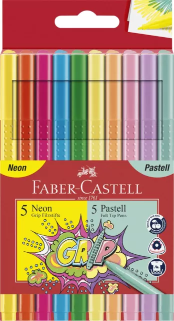 10 FABER-CASTELL Grip Filzstifte farbsortiert NUEVO