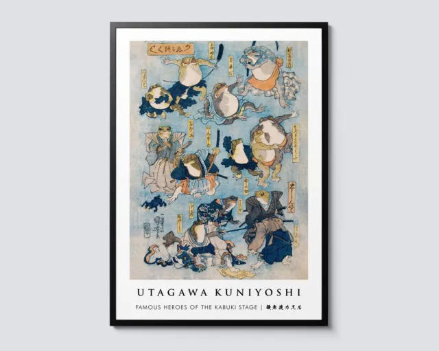 Utagawa Kuniyoshi Kabuki Stage Heroes Print, Traditional Japanese Woodblock