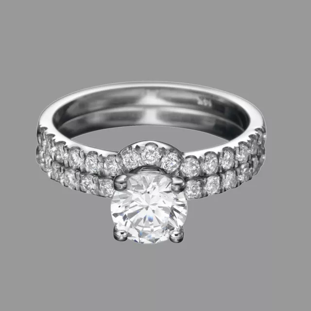 3.70 CT Vrai Diamant Rond Fiançailles Bague Parure 14K or Blanc J-K / VS2