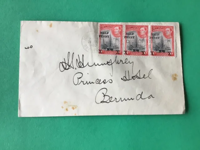 Bermuda 1940 surcharged stamps block cover Ref A4670