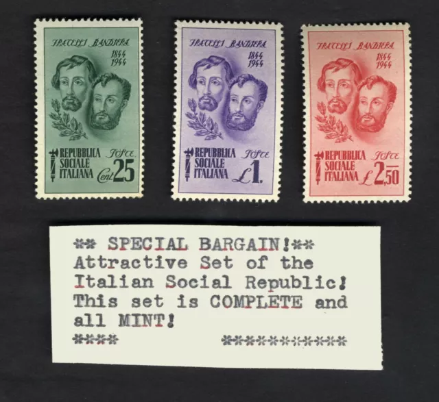 Italy Socialist SC 32-4 1944 ⚔️Fascist Bandiera Brothers MNH SET FILED