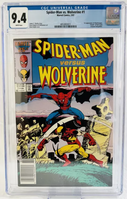VTG Spider-Man vs Wolverine #1 1987 Marvel Comics 2/87 Rare CGC 9.4 NM+
