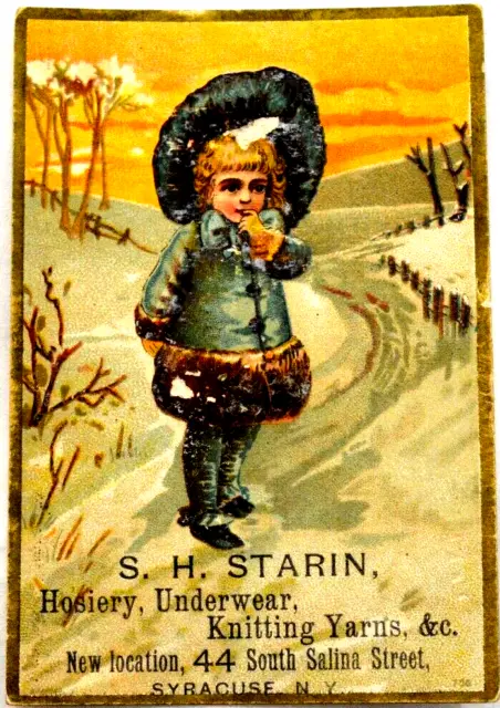 S.H. Starin Hosiery ,Underwear Knitting Yarns & C. Syracuse Victorian Trade Card