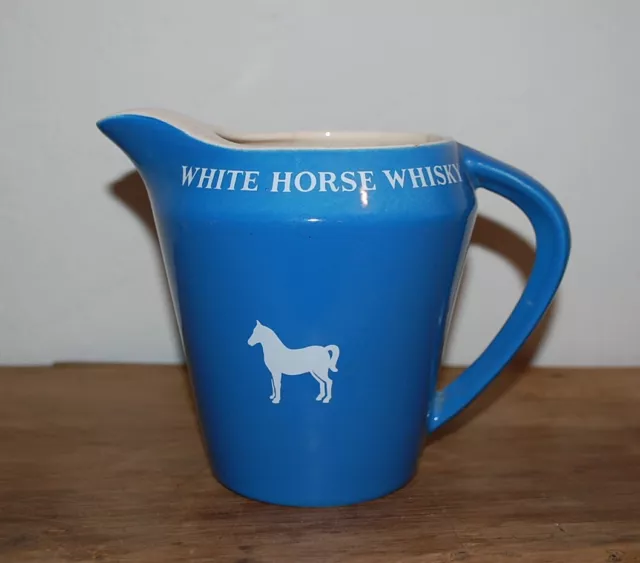 Pichet Bleu White Horse Whisky Vintage Ancien Carafe Collection Alcool Whiskey