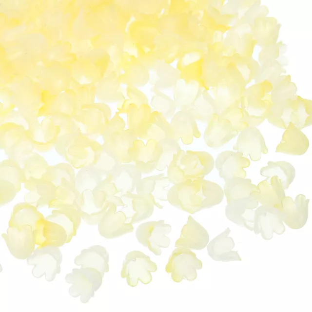 300Pcs 0.3x0.4" Acrylic Frosted Flower Beads Flower Bead Caps, Yellow