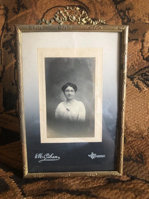 Antique French Pretty Tie Bow Topped Photograph Frame Easel Stand c1910 #2