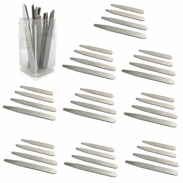 10 20 Metal Collar Stays Stiffeners & 10 Magnets for Men Shirts 4 Sizes with Box