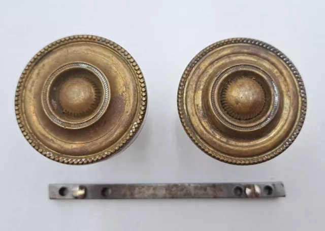 Pair Antique Victorian Eastlake Brass / Bronze Ornate Door Knobs Door Hardware