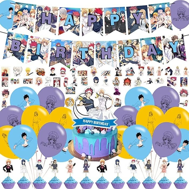 Shokugeki No Soma Fiesta de Cumpleaños Bandera Globos Topper Pastel Decoración Suministros Set