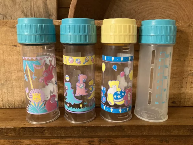 Vintage 8 oz. Playtex Drop In Nurser Baby Bottles Lot of 4 1990’s  Decorated