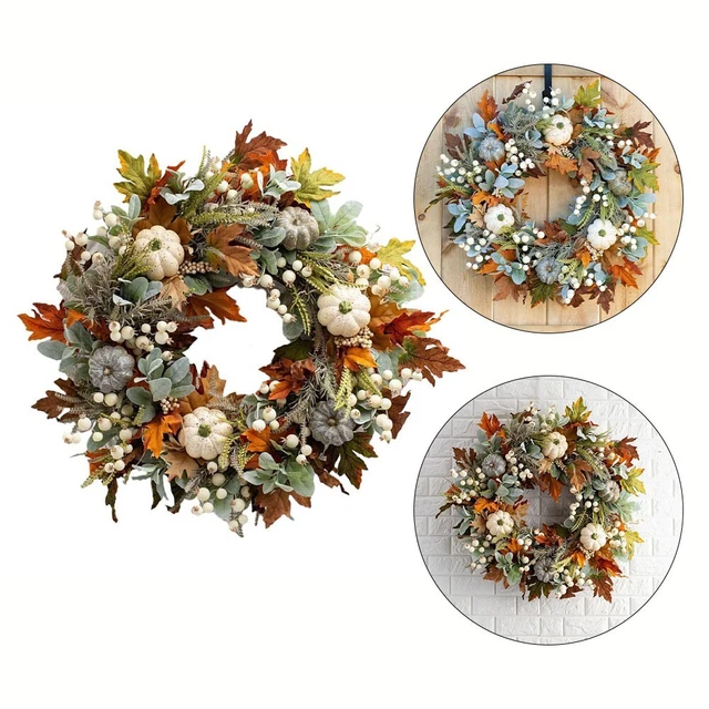 Couronne D'automne Feuilles D'érable - Déco Porte 12 Pouces - Hello Fall