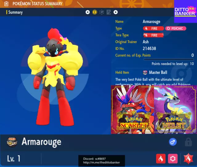 Pokemon Scarlet/Violet ✨SHINY KINGAMBIT Lv.100 Adamant 6IV w/ Masterball  TRADE