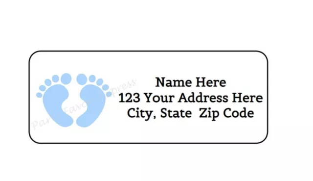 30 BABY SHOWER ITS A BOY FEET PERSONALIZED RETURN ADDRESS LABELS 1 in X 2.625 in