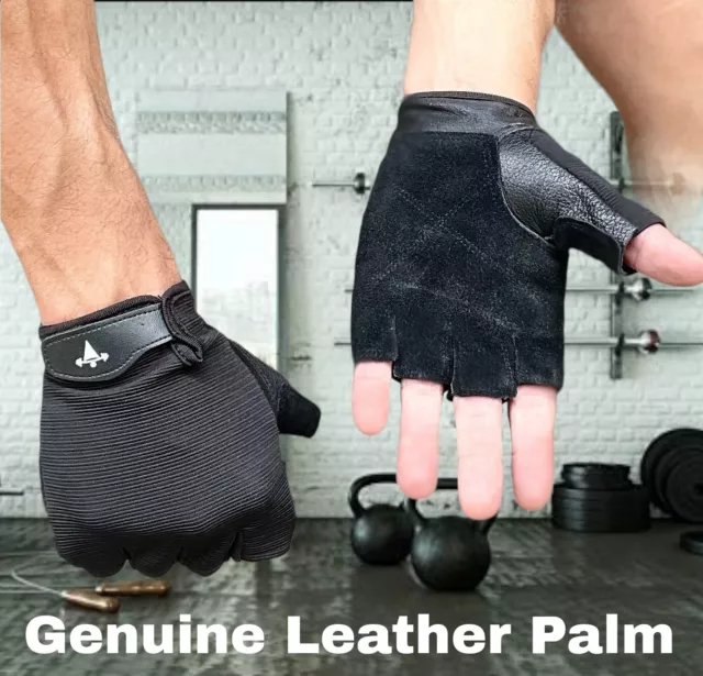 Women Men Gym Gloves Leather Palm For Workout Weight Lifting Fitness Exercise