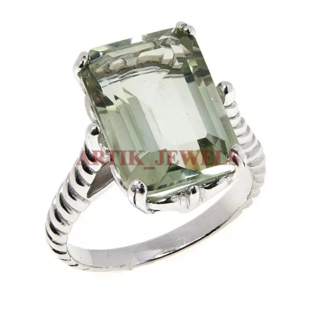 Verde Naturale Ametista Gemma Con 925 Anello Argento Sterling per Donna #3205