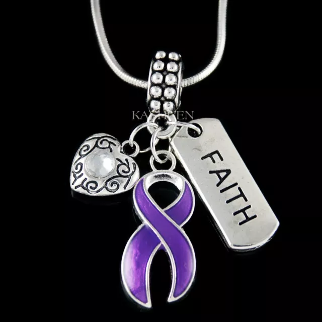 Violet Pancréatique Du Cancer Ruban Sensibilisation ~ Collier Testicular