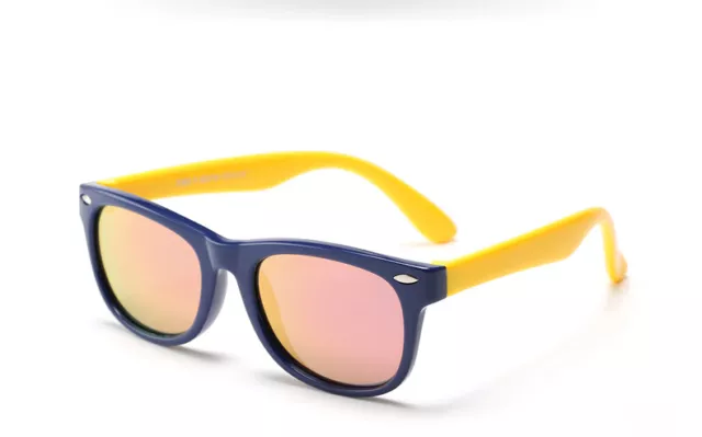 Flexible Kids Polarised-Mirrored kids Sunglasses Age 3-10 Dark blue- yellow