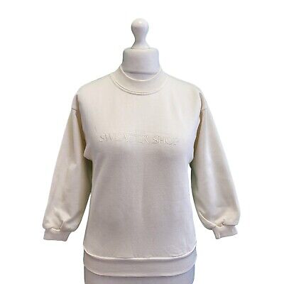 Girls Vintage Sweater Shop 90s Cream Long Sleeve Sweatshirt Jumper AGE 14-15