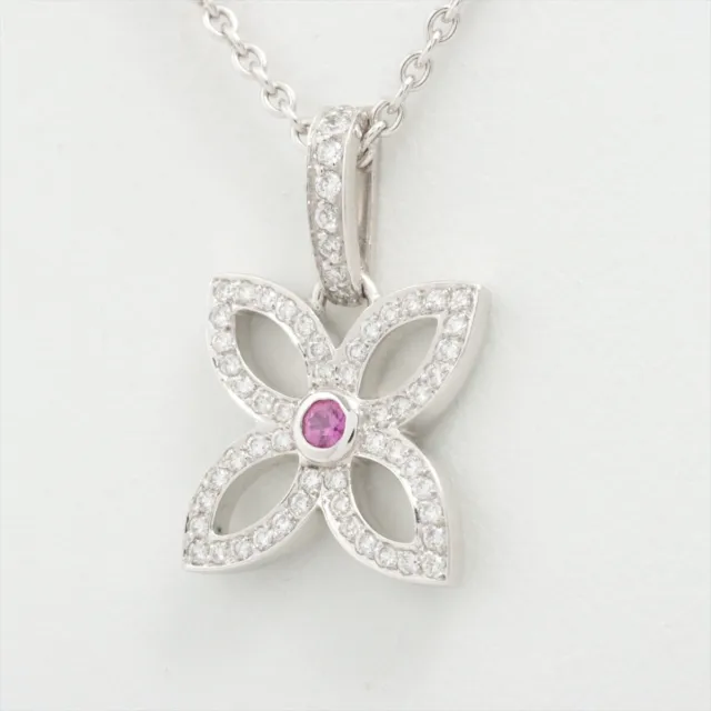 LOUIS VUITTON PENDANTIF Cracant Pink Sapphire Diamond Necklace 750(WG) 4.9g  $1,857.53 - PicClick