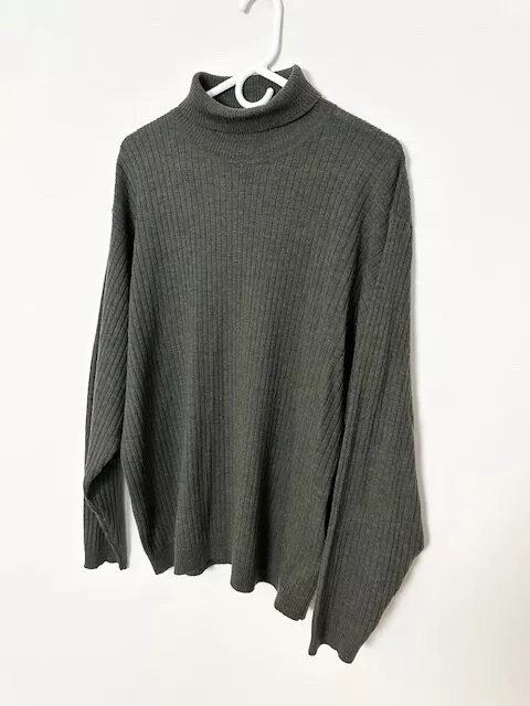 BANANA REPUBLIC MENS Ribbed Knit Sweater Size XL Green Turtleneck Long ...