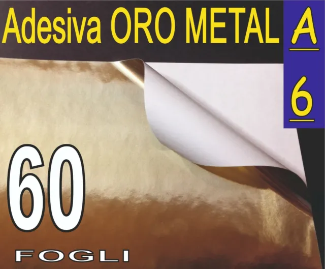 Carta Oro Adesiva Metallizzata Lucida 60 Fogli A6  X Stampa Laser Silhouette
