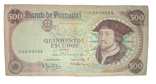 500 Portuguese Escudos Banknote 1966