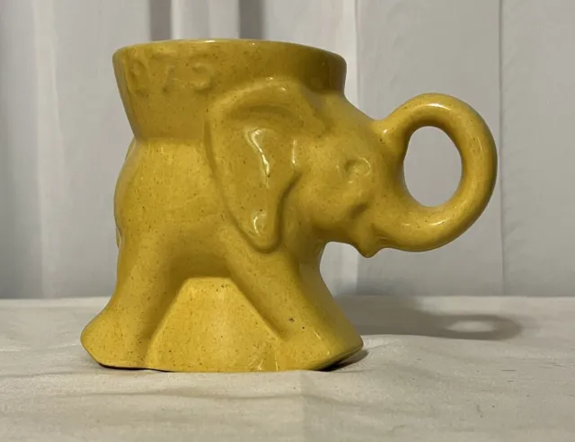 1975 Republican GOP Political Elephant Mug Cup Frankoma Yellow Glaze Vintage