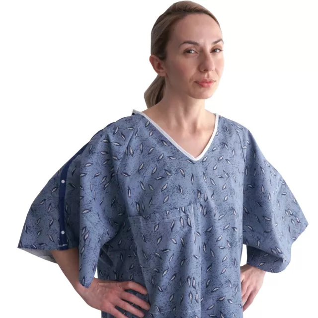 3 Pack - Hospital Patient Gown, IV, Tieside w/Telemetry Pocket, Size Medium - XL