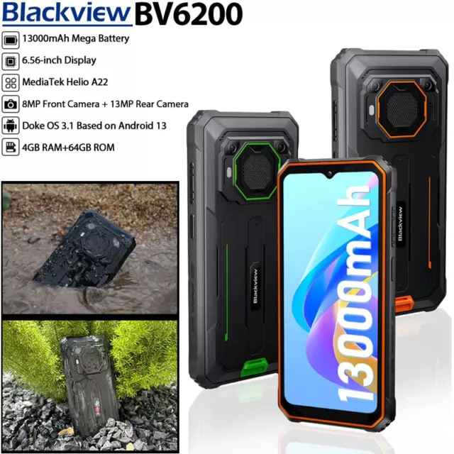 Blackview BV6200 Rugged Phone Android 13 Helio A22 Smartphone 6.56''  4GB+64GB 13MP Camera 13000mAh 18W Charge 4G CellPhone
