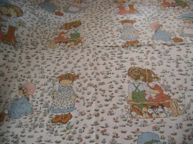 Coupon De Tissu Vintage Sarah Kay - 135x170 Cm - Drap Enfant Rhône Poulenc