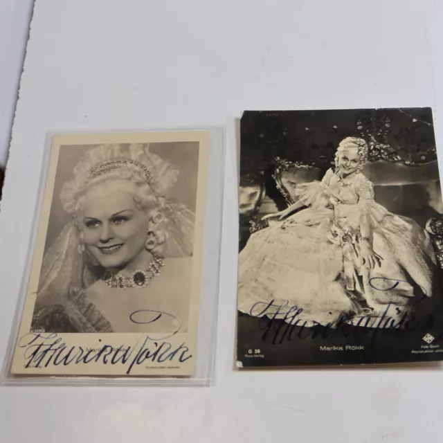 2 original Autogrammkarten, Marika Rökk