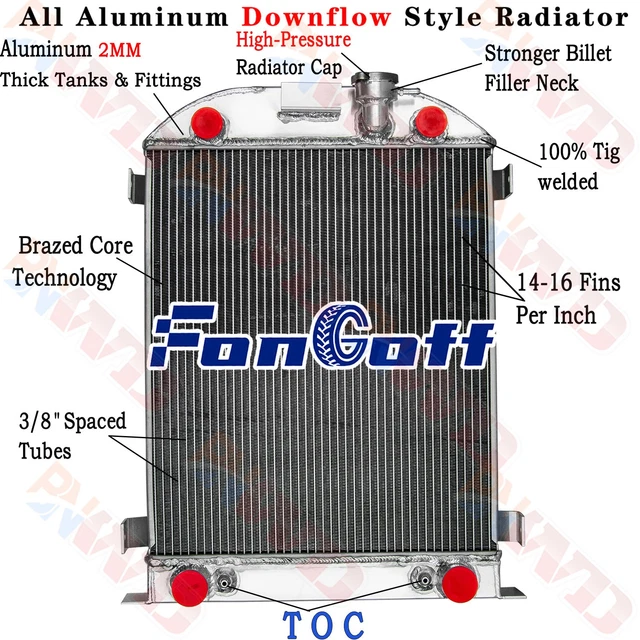 ALUMINUM 3 ROWS Radiator for Ford MODEL A B 3.3L Flathead Engine 1930 ...