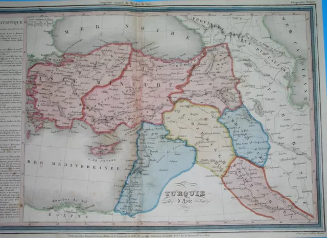 1831 Rare Original Map Armenia Israel Turkey Iraq Cyprus Iran Palestine Jordan