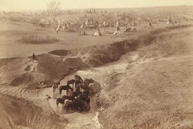 Native American Encampment - Lakota Indians by John C.H. Grabill - Art Print