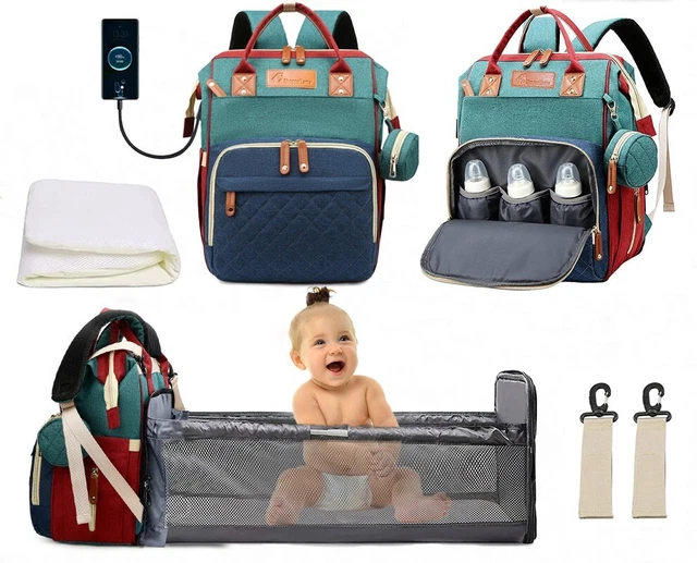 Baby Diaper Bag with Changing Station and USB Port (MULTICOLOR)
