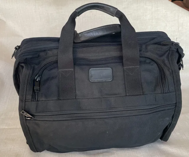 Tumi Usa  Alpha Black Ballistic Nylon Vintage Messenger Briefcase Bag No Strap
