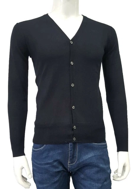 Cardigan Uomo Maglione Pesante Con Bottoni - BLU - Foto 5