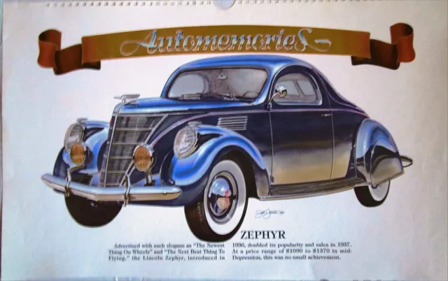 1936 Lincoln Zephyr car print (blue)