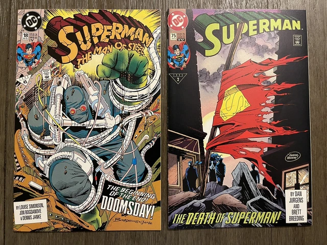 Superman 75 & Man of Steel 18 HTF 4th print set NM 1st Doomsday DC Comics 1992